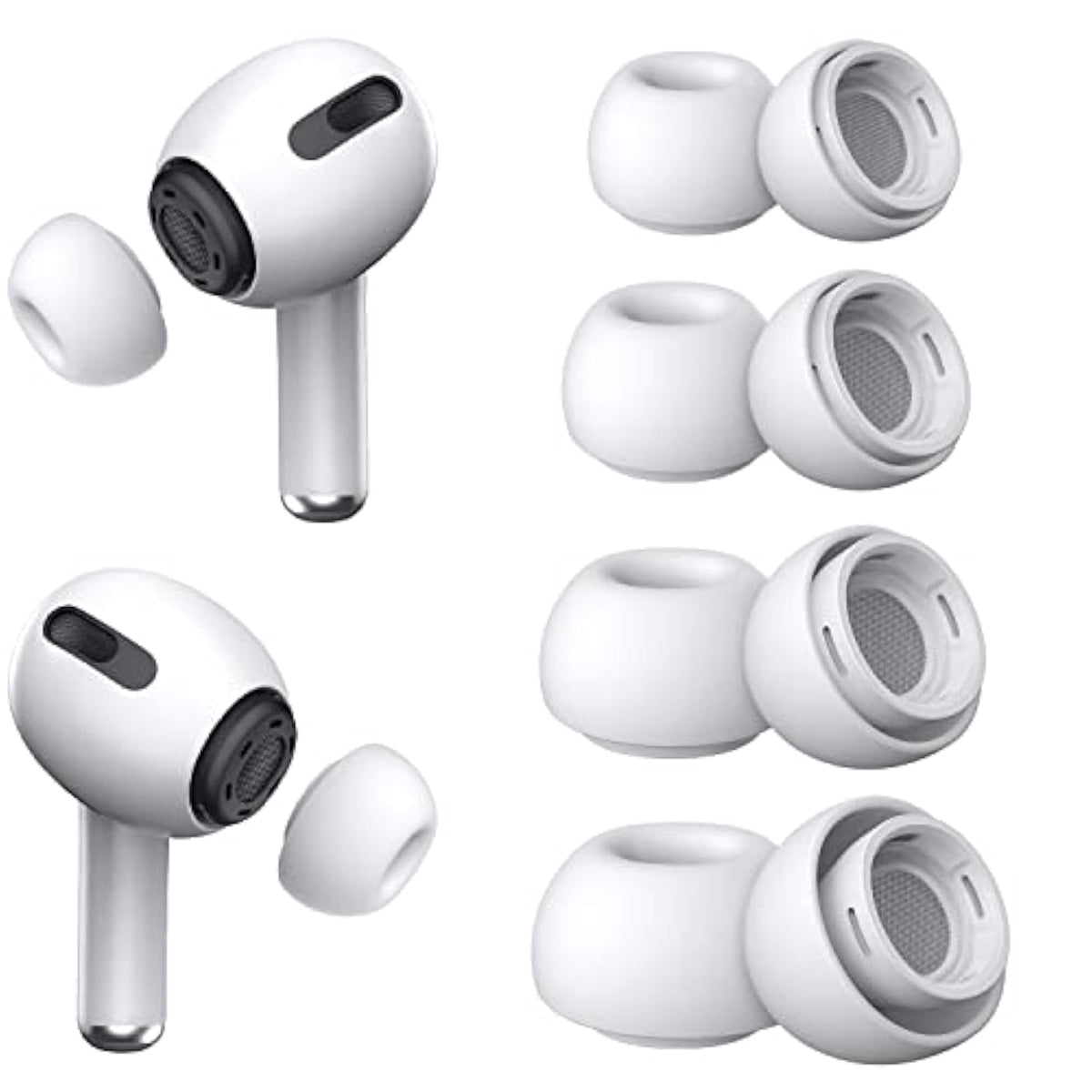 [4 Pairs ] Replacement Ear Tips For Airpods Pro And Airpods Pro 2 With Noise Reduction Hole, Silicone Ear Tips For Airpods Pro With Portable Storage Box And Fit In The Charging Case(Xs/S/M/L)
