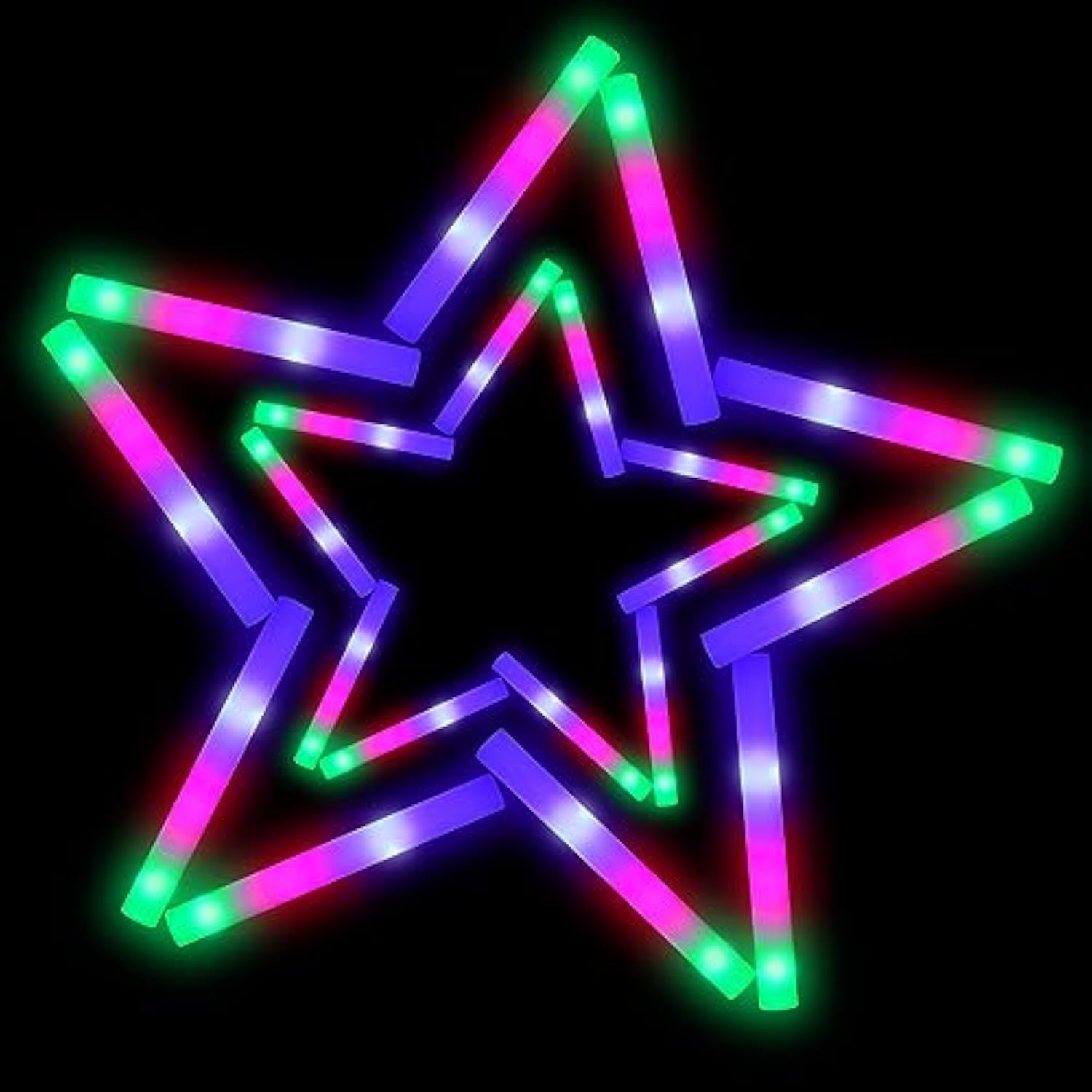 100-Pack 18.5" LED Foam Glow Sticks 3-Mode Colorful Party Supplies