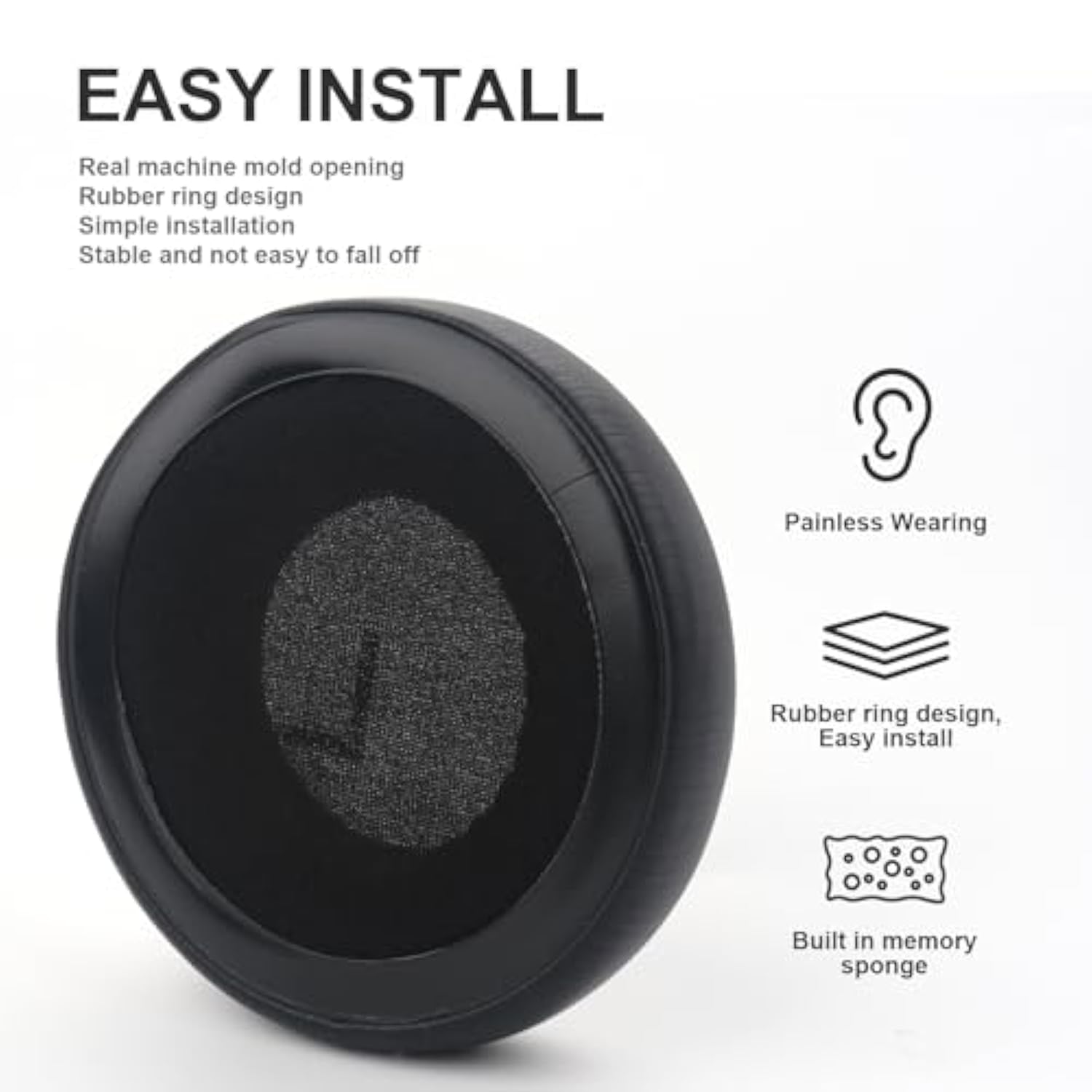 K550 Ear Pads Replacement Ear Cushions Compatible With Akg K550, K551, K553, K240 Headset Softer Protein Leather High-Density Noise Cancelling Memory Foam Earpads Earmuffs Ear Cups Cover - Black