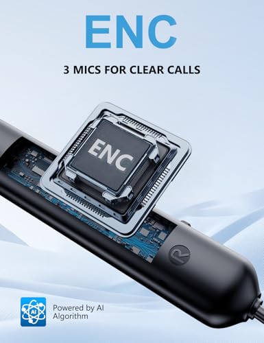 Active Noise Cancelling Headphones, Wireless In Ear Neckband Blutooth Headphones With 3 Ai Mics Enc, 60Hrs Playtime, V5.3 Multipoint Connection Magnetic Earbuds For Work/Travel/Home/Office