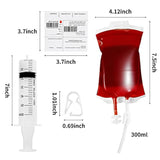 50 Packs Halloween Blood Iv Bags Reusable Drink Pouches Juice Containers For Halloween Zombie Vampire Party Decoration With Syringe And Clips, 10.14 Fl.Oz (50Pcs Bags, 50 Labels, 3 Syringes)