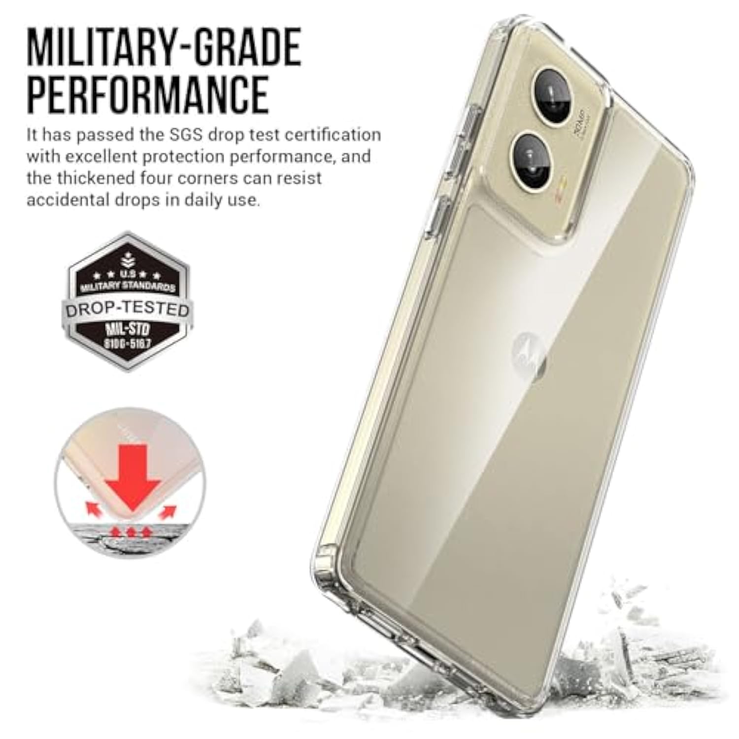 For Motorola Moto G-Stylus-5G-2024 Case: Military-Grade Shockproof Phone Cover With Tempered Glass Screen Protector, Anti-Scratch & Reinforced Bumpers - Crystal Clear