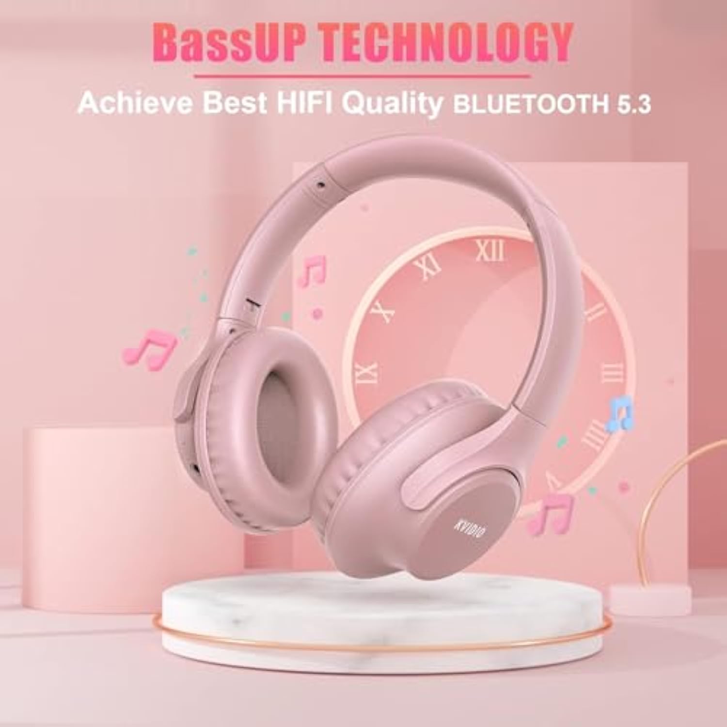 Bluetooth Headphones Over Ear, 65 Hours Playtime Wireless Headphones With Microphone, Foldable Lightweight Headset With Bass And Stereo Sound