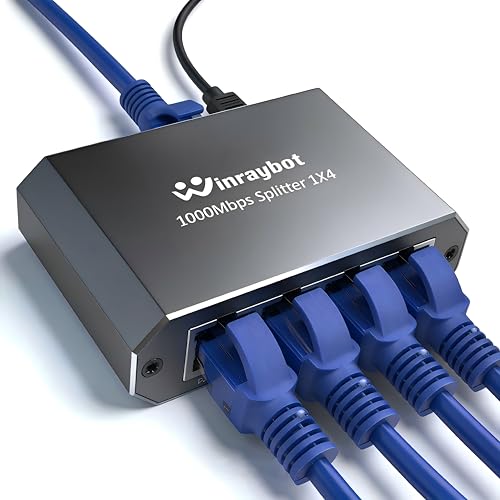 Ethernet Splitter, Ethernet Hub 4 Port Gigabit,Ethernet Splitter 1 To 4,Network Hub,Internet Switch 4 Port,Netgear Switch (4 Devices Working Simultaneously With Gigabit Network)