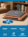 2025 Blu-ray Player with HDMI/AV Cables & Remote, Dolby Audio/DTS, 1080P
