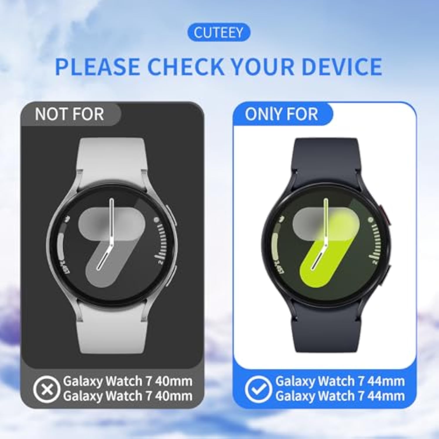 6+6 Pack Samsung Galaxy Watch 7 44mm Case & Screen Protector Anti-Fog Glass
