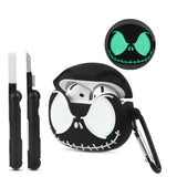 For Airpods 4 Case Cover With Cleaner Kit, [Glow In The Dark] Soft Silicone Cute Case For Apple Airpods 4Th Generation, Funny Anime Skull Cases For Air Pods4 For Men Women - Black