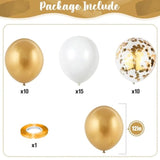 Metallic Gold Balloons Set, Pack Of 35 12 Inch White Gold Confetti Latex Balloon, Gold And White Birthday Party Balloons For Women Girls Wedding Engagement Baby Bridal Shower Party Decorations
