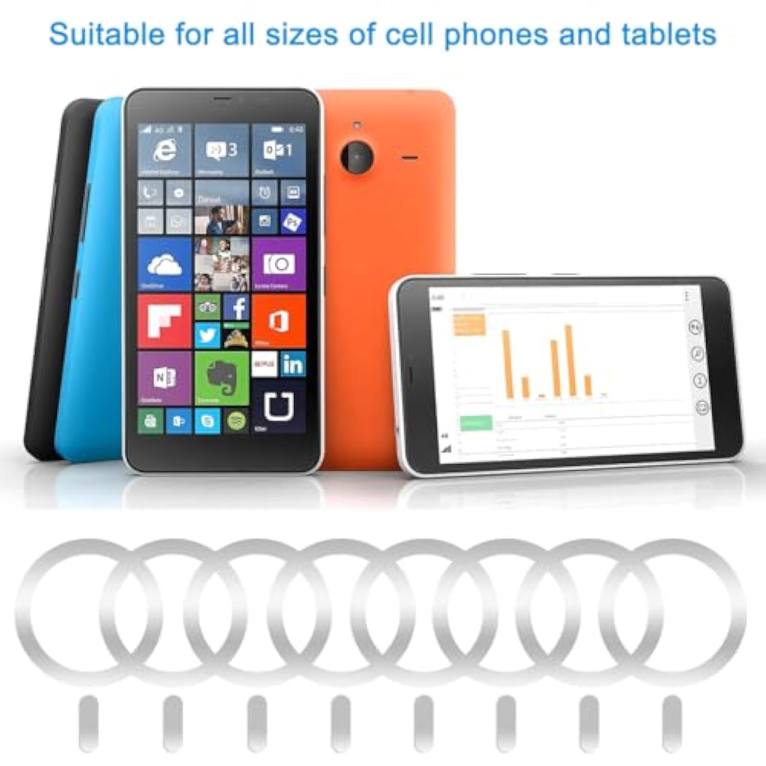 8 Pack Universal Metal Rings Sticker Compatible With Magsafe Magnetic Wireless Charger Iphone 16/15/14/13 Pro Max Mini, Ultra-Thin Car Charger Conversion Accessories (No Magnet), Silver