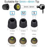 [6 Pairs] Earphone Tips S M L For In Ear Headphones, 12Pcs Anti-Slip Silicone Earbud And Memory Foam Ear Bud Tips, Noise Cancelling 5Mm-7Mm Earbud Tips