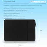 12-Inch Laptop Tablet Sleeve Case For 2024-2014 Surface Pro 4/5/6/7/7+/8/9/10|Surface Laptop Go 1/2/3 12.4"|Ipad Pro 12.9'' M2|Galaxy Tab S8+/S7+ Bag Water-Resistant Cover (Black)