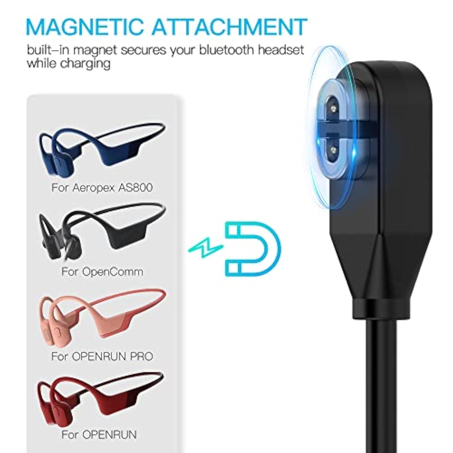 2 Pack Compatible For Shokz Charging Cable,Magnetic Charger Cord Compatible For Aftershokz Aeropex As800,Shokz Openrun Pro,Openrun,Openrun Mini,Opencomm Bone Conduction Headphones