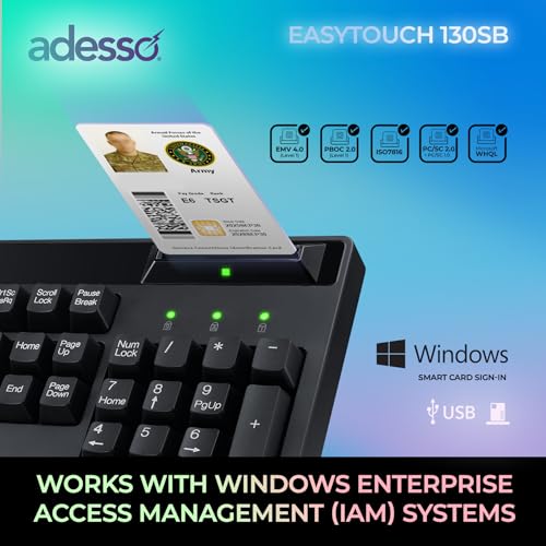 Easytouch 130Sb Wired Mechanical Keyboard With Red Switches, Built-In Smart Card Reader, Copilot Ai Hotkey, 2X Large Print Keycaps, 104 Key Full Size For Windows Pc