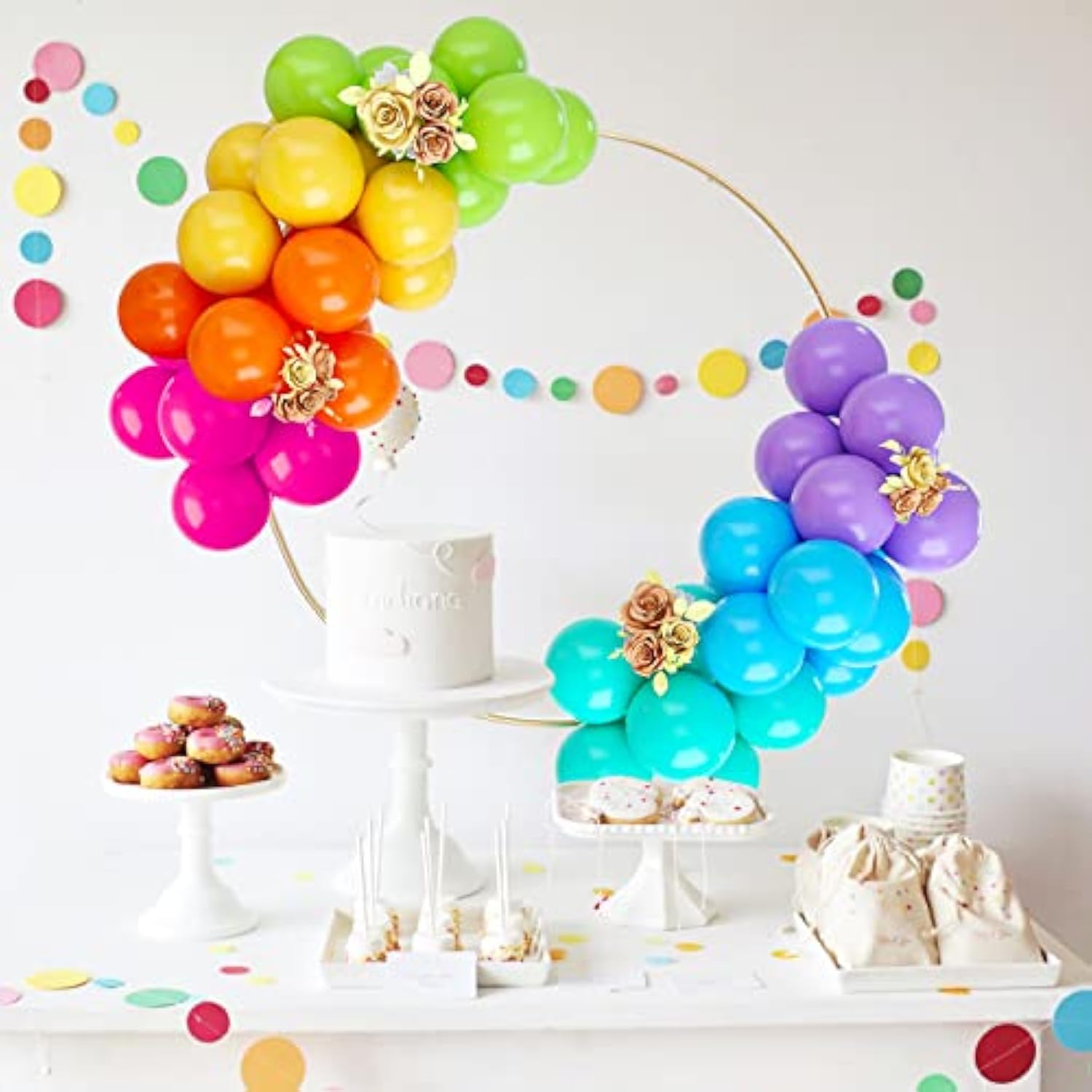 50PCS Multicolor Rainbow Balloons Arch Kit for Birthday, Wedding, Baby Shower