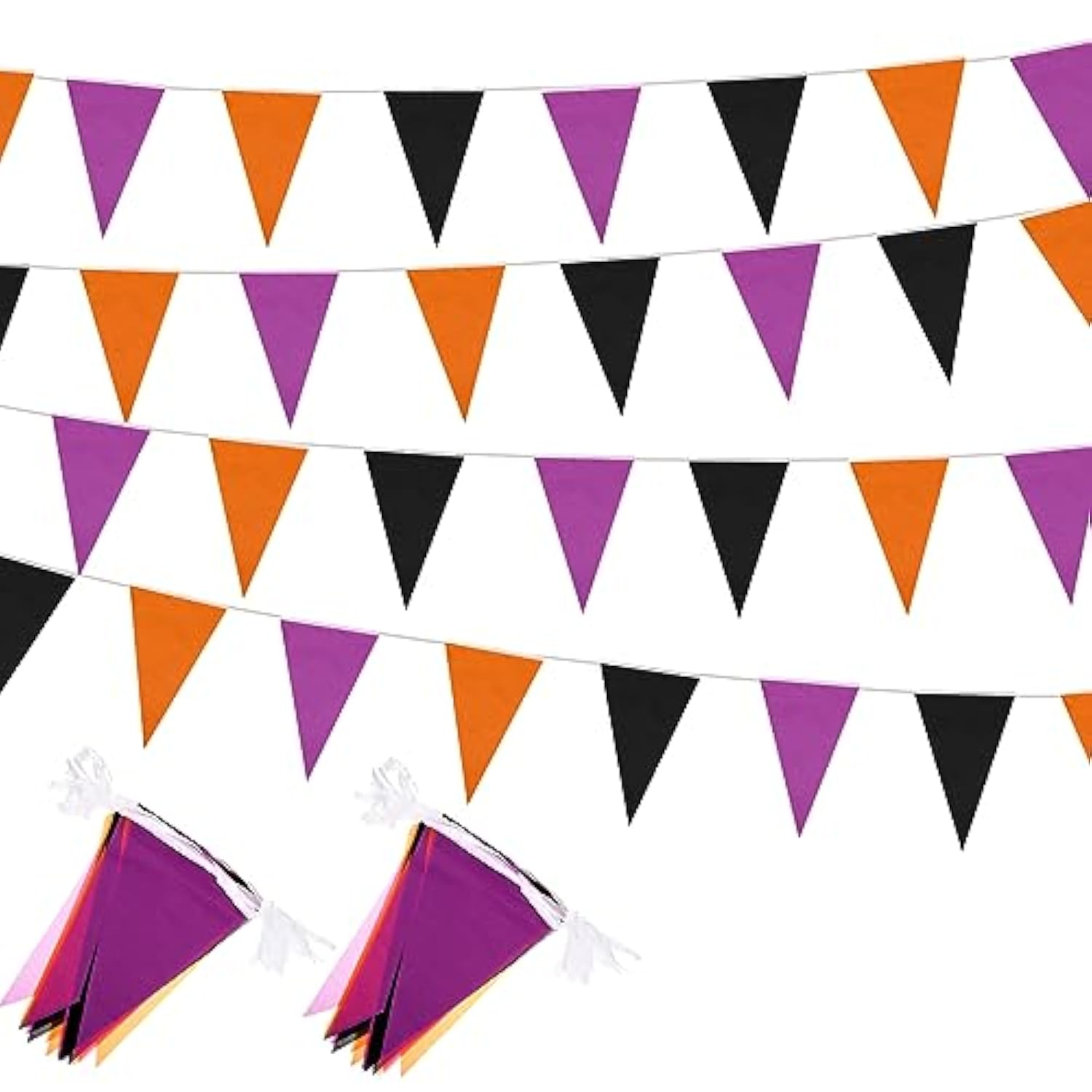 656ft Halloween Pennant Banner 20pcs Purple Orange Black Triangle Flags Fabric Bunting Decor