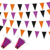 656ft Halloween Pennant Banner 20pcs Purple Orange Black Triangle Flags Fabric Bunting Decor