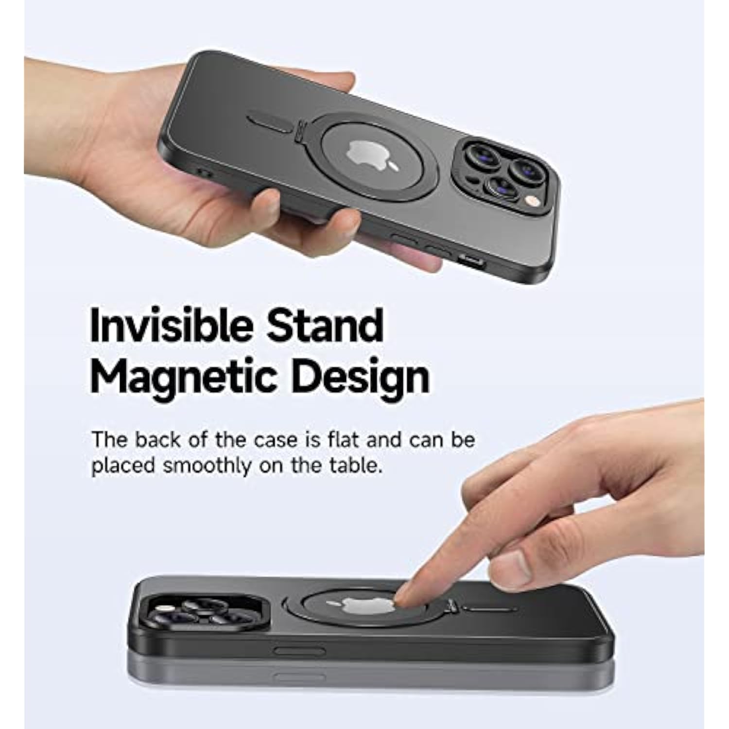 Magnetic Case For Iphone 13 Pro Max Phone Case[Compatible With Magsafe] [With Magnetic Mental Stand][Military Grade Shockproof][Anti Yellowing],Translucent Matte Back With Soft Edge,Black