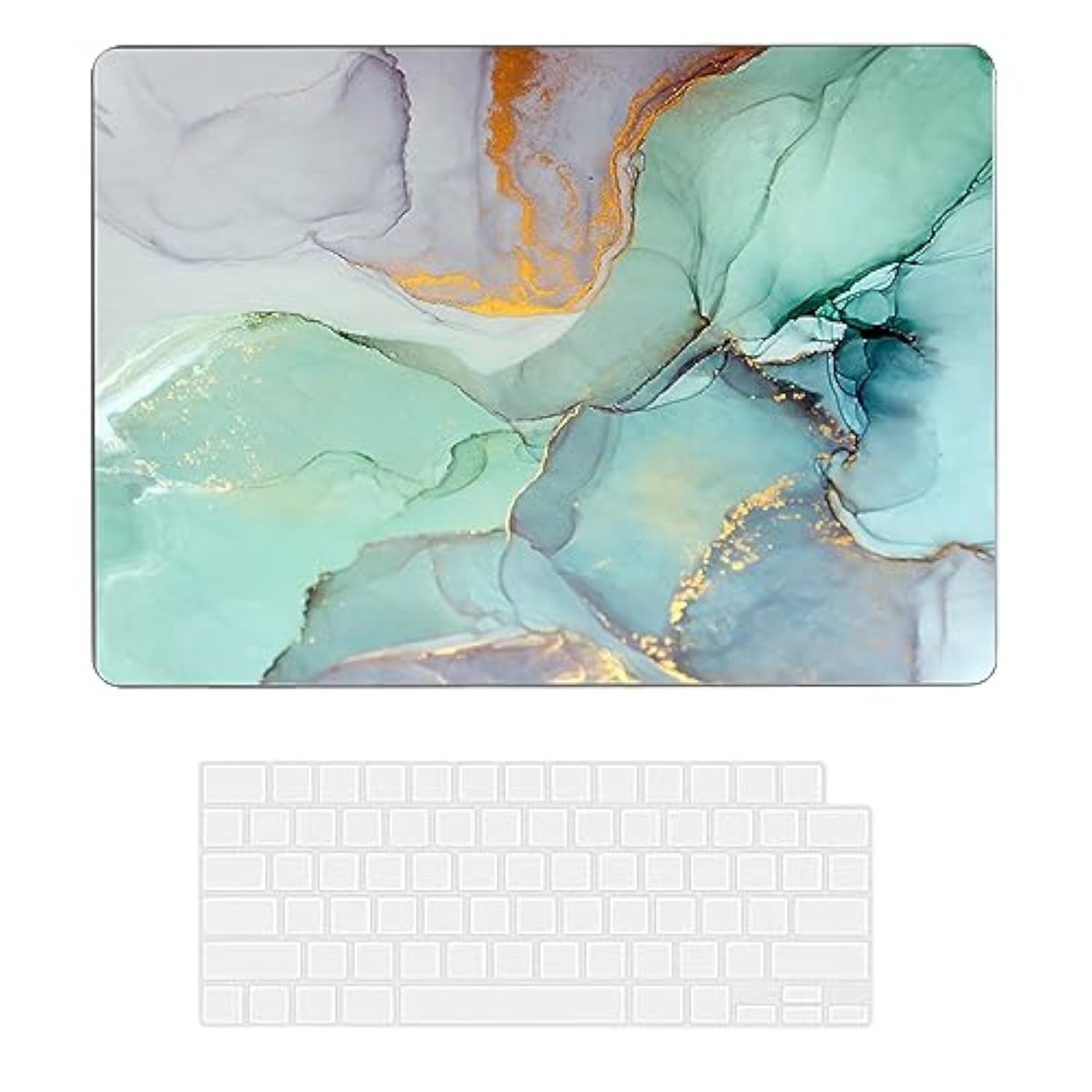 Compatible With Macbook Air 15 Inch Case 2023 2024 Release A3114 M3 A2941 M2 Chip,Hard Shell Laptop Sleeve With Keyboard Cover For Macbook Air 15.3"- Marble 1