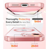 Designed For 16E Case 6.1", [Compatible With Magsafe] [Glitter Card & Wrist Strap] [2X Screen Protectors] Surround Raised Lens Protection Designed For Se 4 Case, Rose Gold