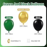 60pcs Green and Black Balloons 12inch with Dark Green Gold Balloons