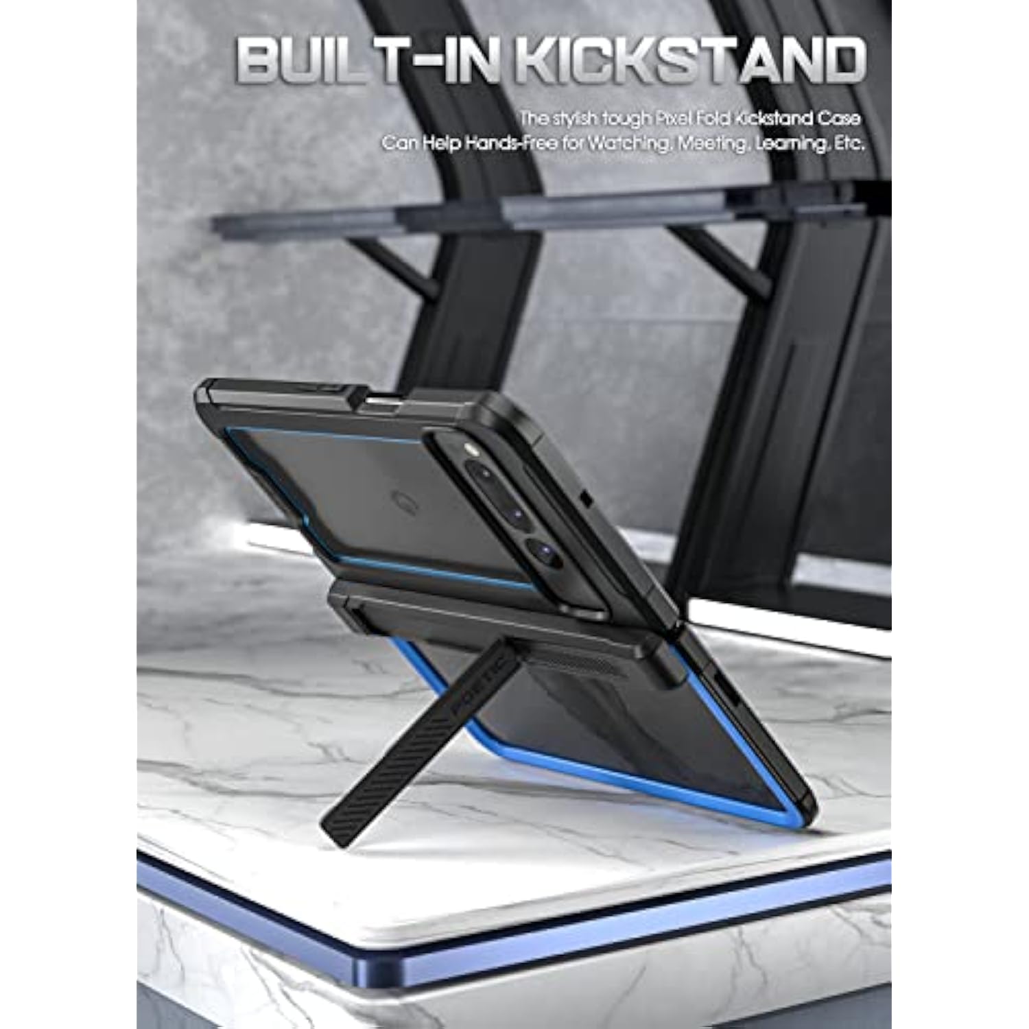 Guardian Case For Google Pixel Fold 5G,[Hinge Protection][Kickstand][Mil-Grade Protection] Ultra-Thin Full-Body Hybrid Shockproof Protective Rugged Cover With Built-In Screen Protector, Blue