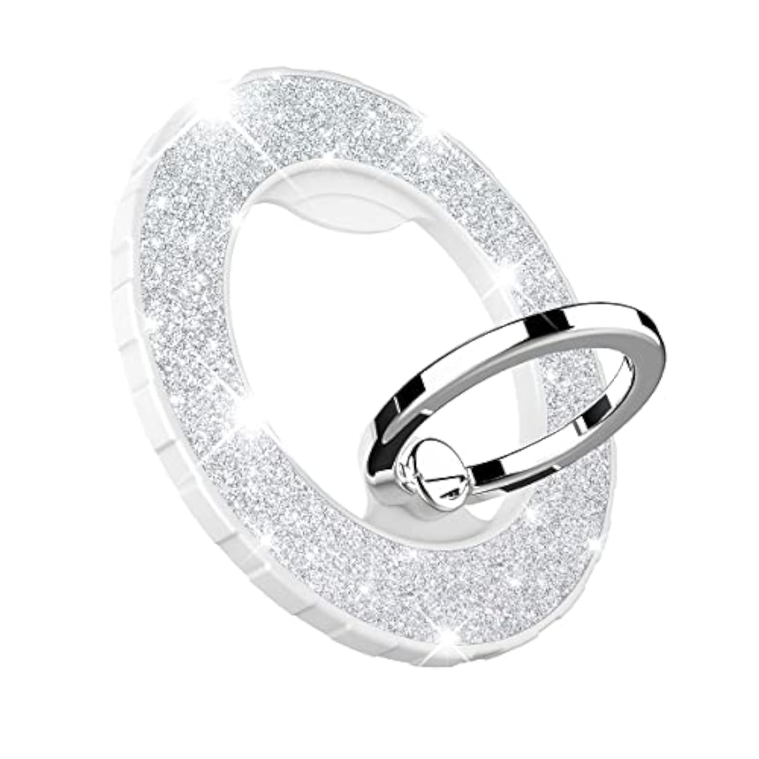 Magnetic Phone Ring Holder For Magsafe, Glitter Magnetic Grip Compatible With 16 15 14 13 12 Pro Max,Pro,Plus,Mini Mag Safe Accessories,Adjustable Kickstand,Silver