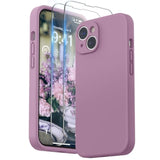 Compatible With 14 Case With Screen Protector (Camera Protection & Soft Microfiber Lining) Liquid Silicone Phone Case 6.1 Inch 2022, Lilac Purple
