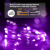 8 Pack Purple Battery Operated String Lights - 7Ft Waterproof Fairy Lights With 20 Leds For Home, Mason Jar, Party, Wedd