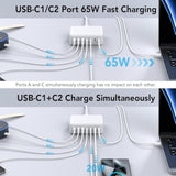 Usb C Charger Block, 180W Gan 7 Port Usb Charging Station Wall Charger Pd 65W Laptop Power Adapter Wall Plug, Usb C Block Charging Hub For Macbook Pro/Air,Dell,Iphone 16/15/14/13,Ipad,Galaxy S24/S23
