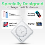 Pwr Travel Pro 5-In-1 Power Bank – 10,000Mah With Built-In Cables – 20W Usb-C + 15W Wireless Charging – Compact Portable Charger For Iphone & Android - White