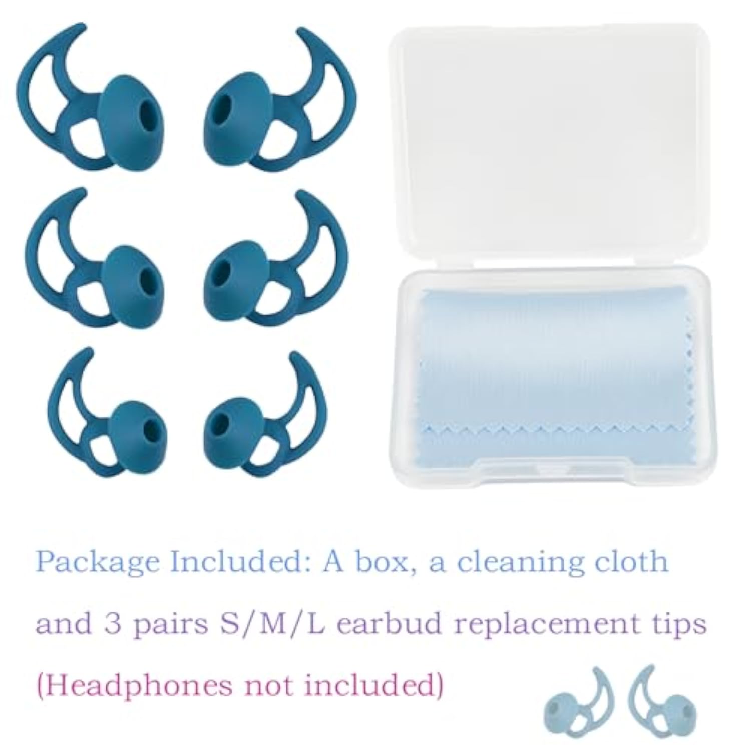 Ear Bud Pads Replacement Ear Tips Silicone Earbud Tips Compatible With Bose Quietcomfort And Sport Headphone Rubber Tips Earbud Covers Eartips 3 Pairs S M L Blue
