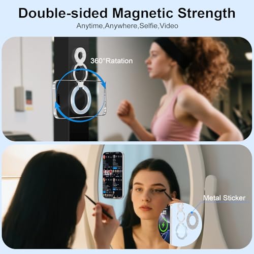 Magnetic Finger Phone Grip Holder Dual-Sided Magnet Gym Finger Ring Loop Adjustable MagSafe Finger Ring for iPhone 17 Pro Max Air 16e 16 15 14 13 12