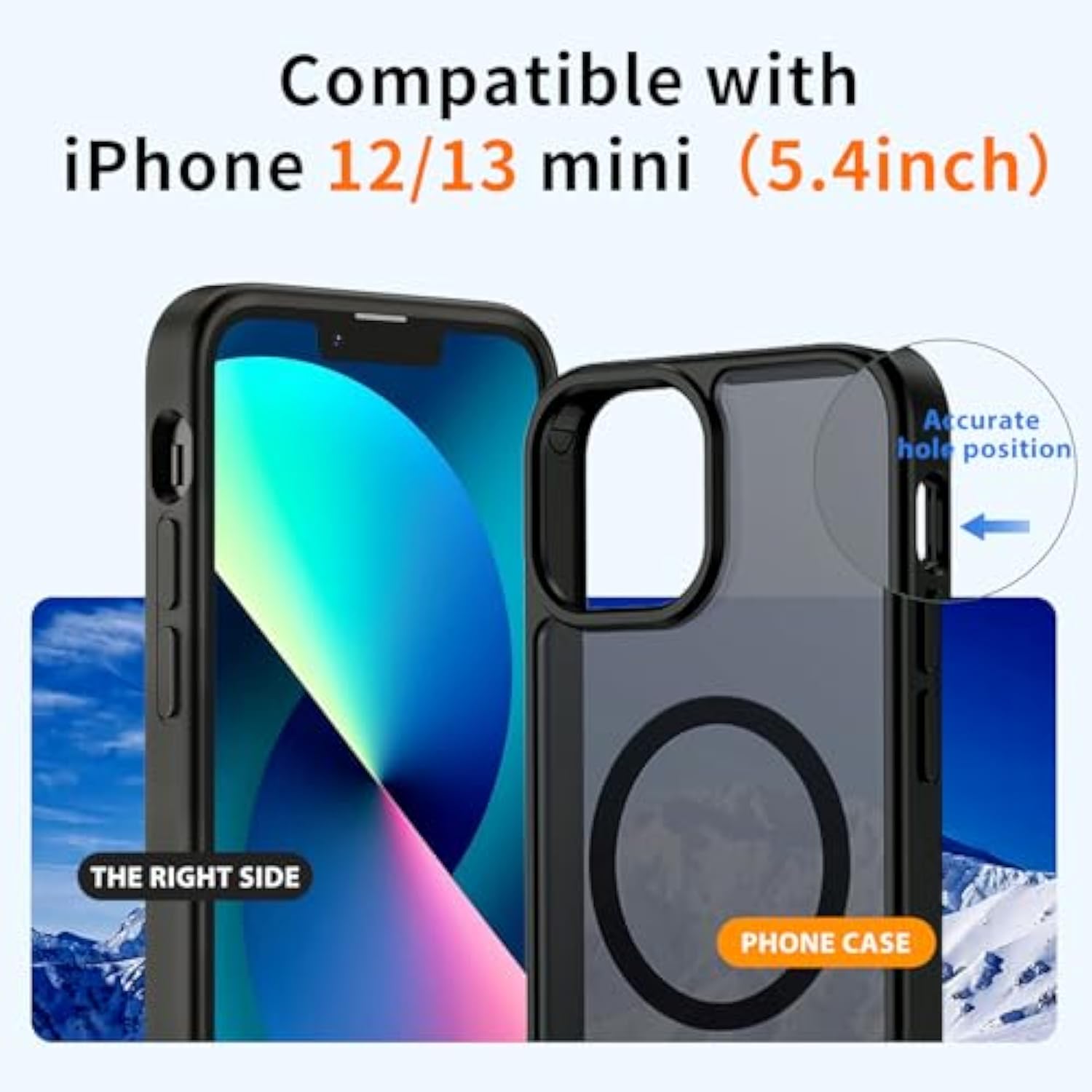 Hualele Magnetic For Iphone 13 Mini Case & Iphone 12 Mini Case,Compatible With Magsafe, Military Grade Dropproof Translucent Matte Hard Back Soft Edge Slim Phone Case Iphone 13/12 Mini,Black