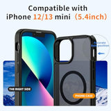 Hualele Magnetic For Iphone 13 Mini Case & Iphone 12 Mini Case,Compatible With Magsafe, Military Grade Dropproof Translucent Matte Hard Back Soft Edge Slim Phone Case Iphone 13/12 Mini,Black