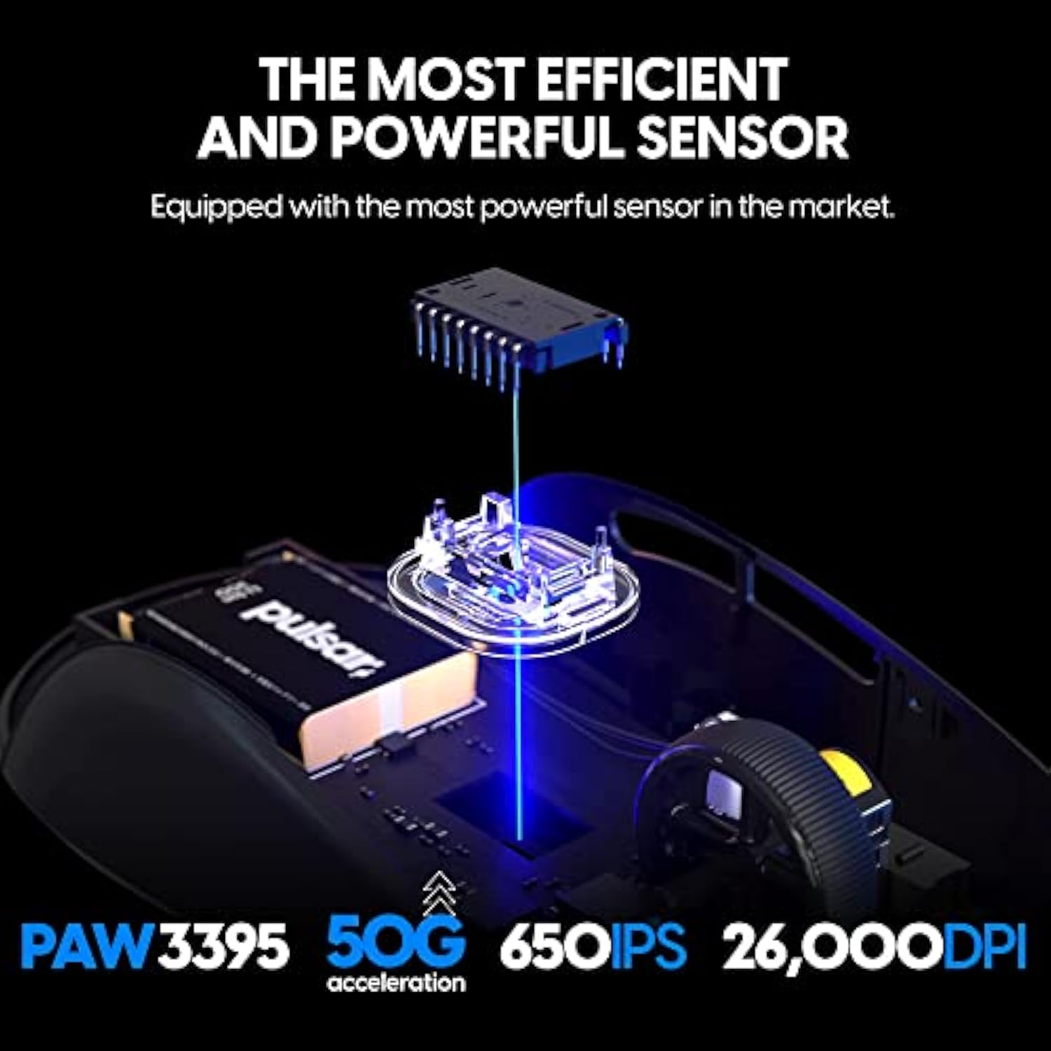 Pulsar Gaming Gears X2 Mini Wireless Gaming Mouse, Ultra Lightweight 1.83 Oz (52 G), Symmetrical, 2.4 Ghz 1 Ms, 26000 Dpi, Optical Sensor Paw3395, Ttc Gold Encoder (Mini, Wireless, Black) (Renewed)