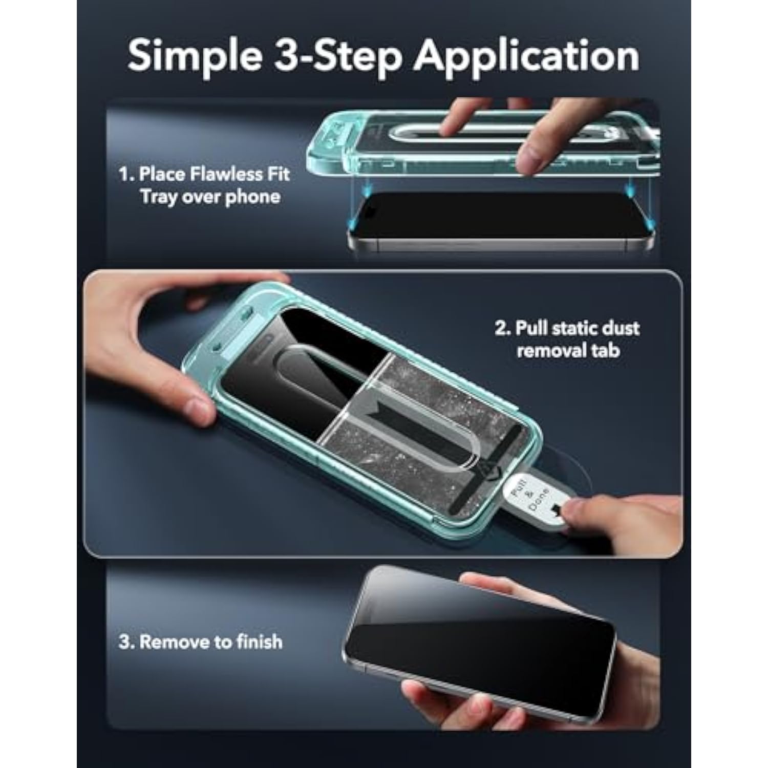 3-Pack Privacy Screen Protector for iPhone 16 Pro, Anti-Spy, Flawless Fit Tray, Case Friendly