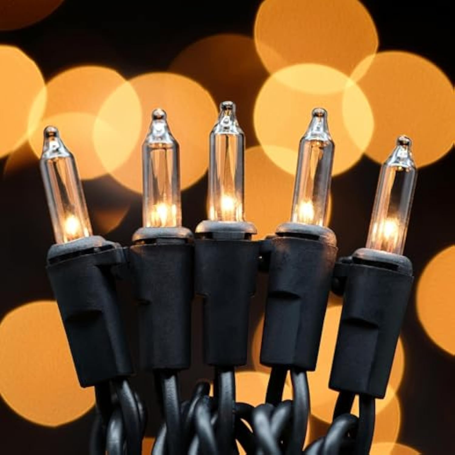 Clear Christmas Lights With Black Wire, Pack Of 2 Strands 33 Ft 100 Count Ul Certified Incandescent Mini String Lights (
