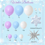 Winter Wonderland Balloon Arch Garland Kit, Baby Blue Purple Balloons With Spike Star Snowflake Foil Balloons For Ice Wonderland Christmas Baby Shower Snow Princess Birthday Party Decorations Supplies