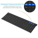Hb193 Universal Bluetooth Keyboard Multi-Device Stainless Steel Full Size Wireless Keyboard For Windows, Ios, Android, Computer Desktop Laptop Surface Tablet Smartphone Rechargeable Battery