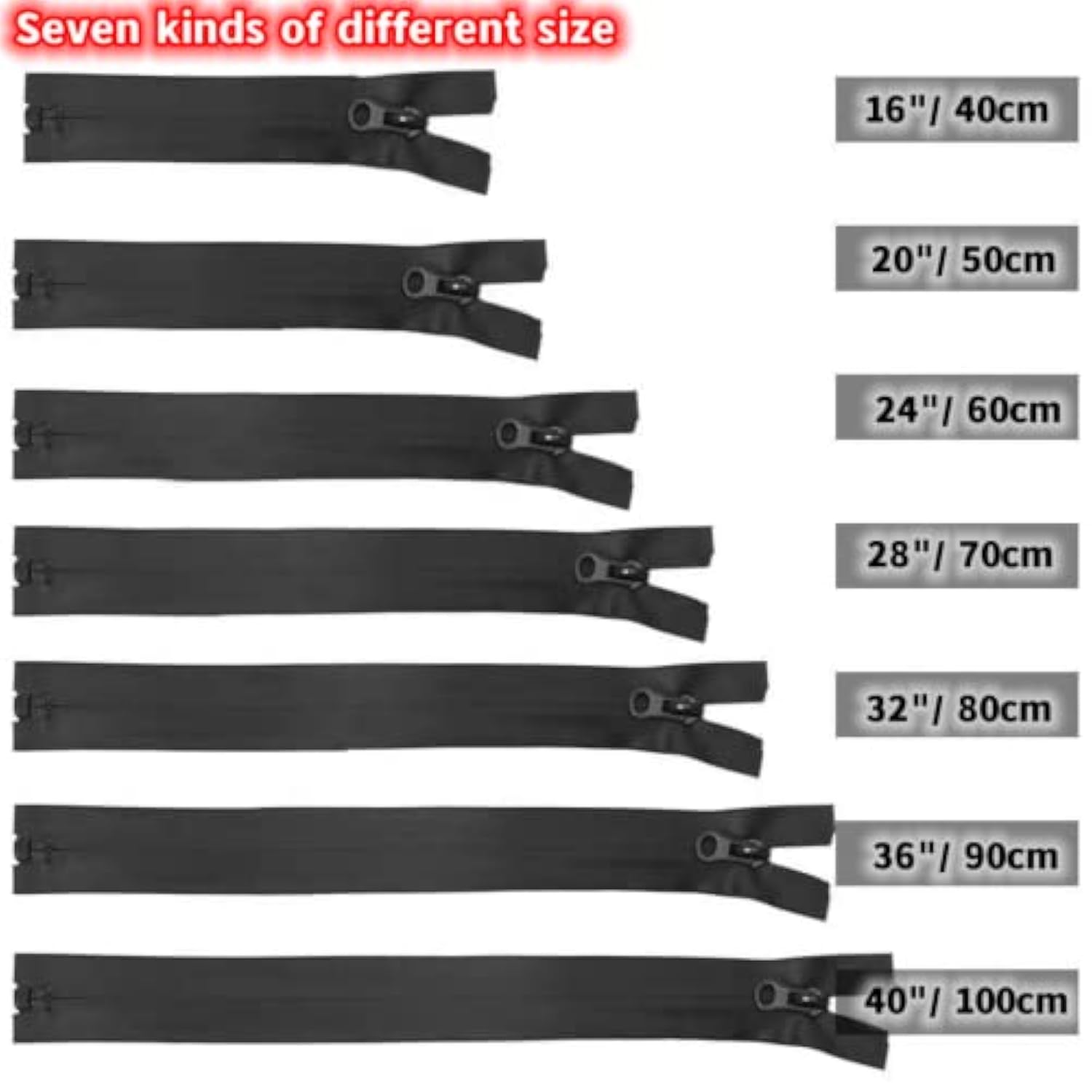 4Pcs 16Inch Waterproof Zippers Black #5 Nylon Separating Waterproof Zi
