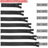 4Pcs 16Inch Waterproof Zippers Black #5 Nylon Separating Waterproof Zi