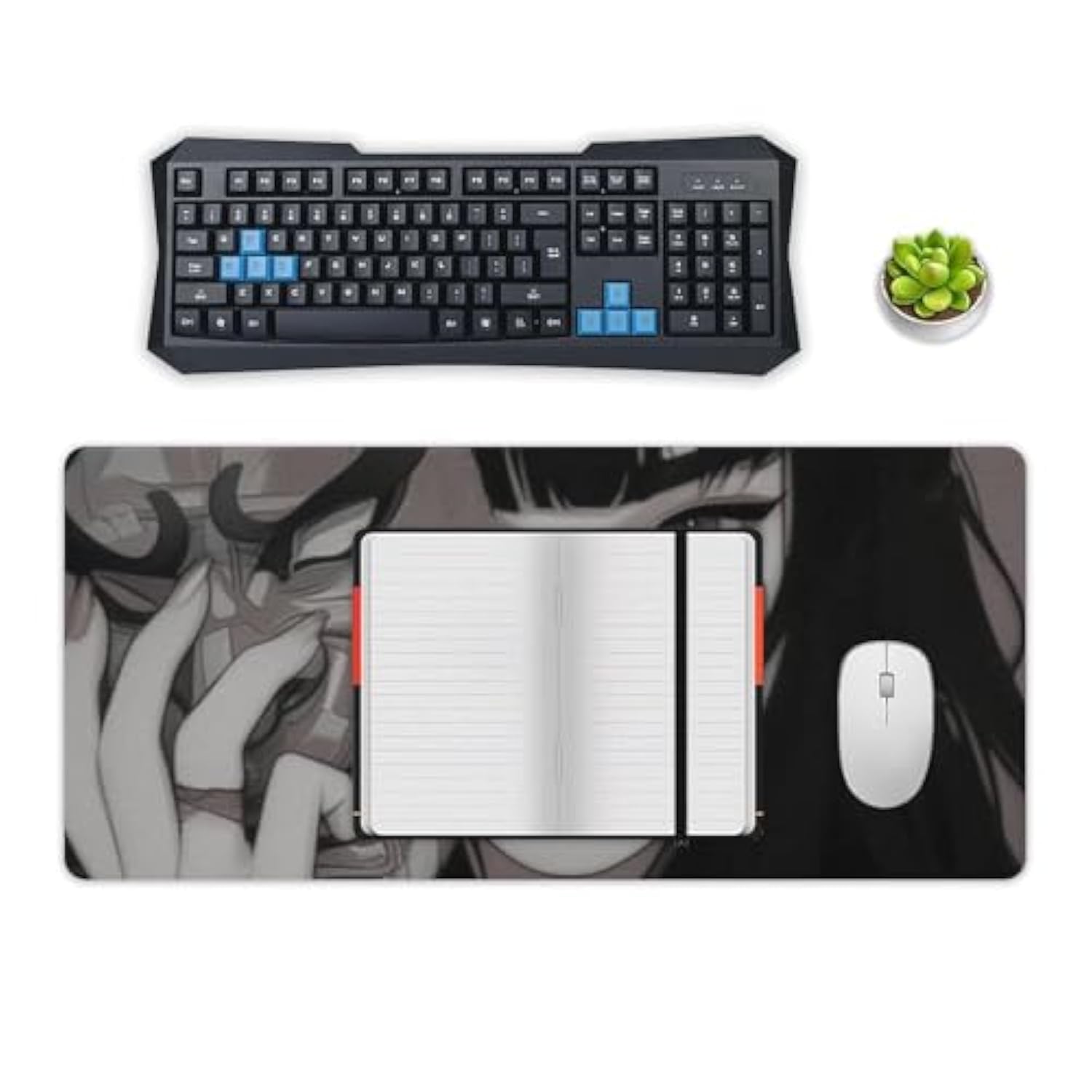 Female Samurai Large Mouse Pad Japanese Anime Girl Mousepad Cool Retro Desk Mat For Keyboard Computer Pad Extended Gaming Office Desk Organizers And Accessories 35.4 X 15.7 Inch