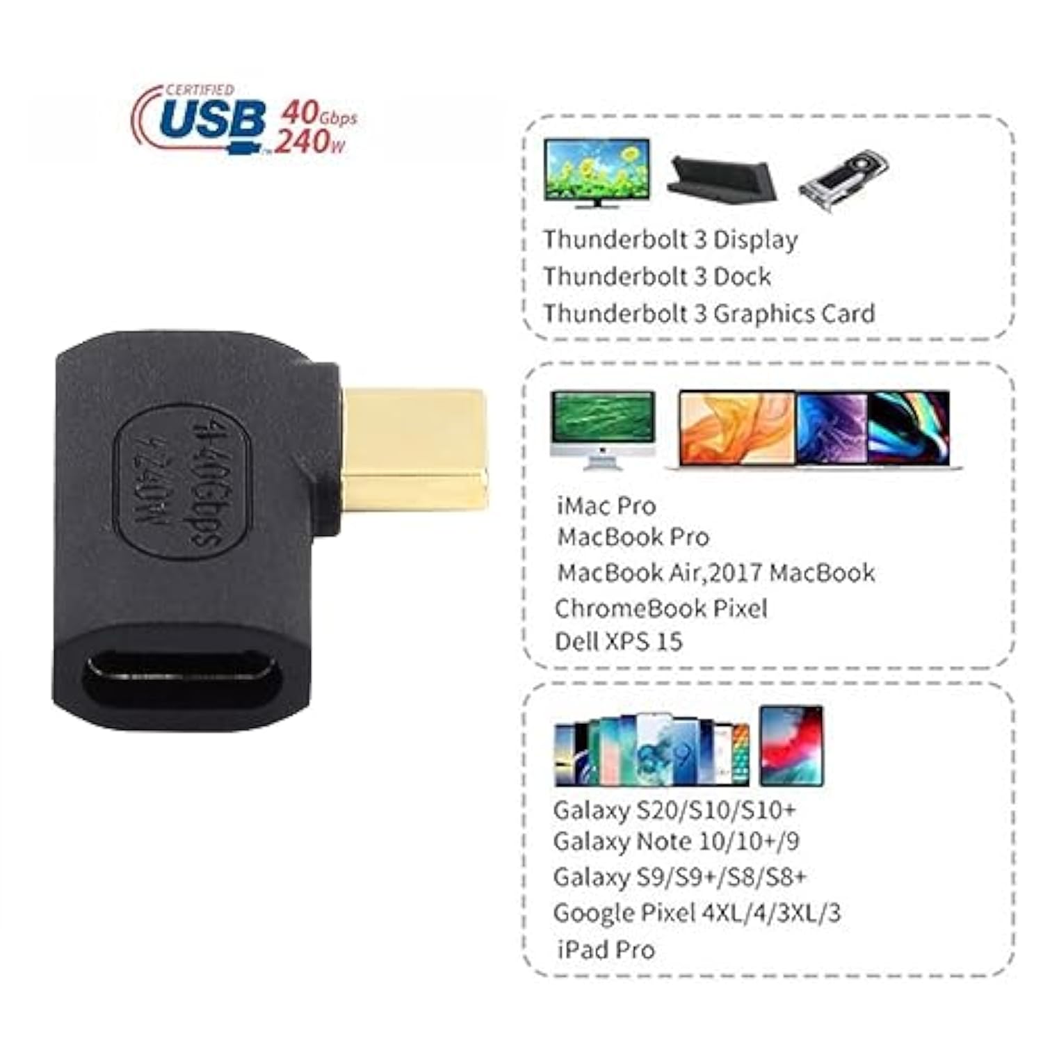 Adapter Usb4 Type C Male To Female Extension 240W Power 40Gbps Data 8K Video A