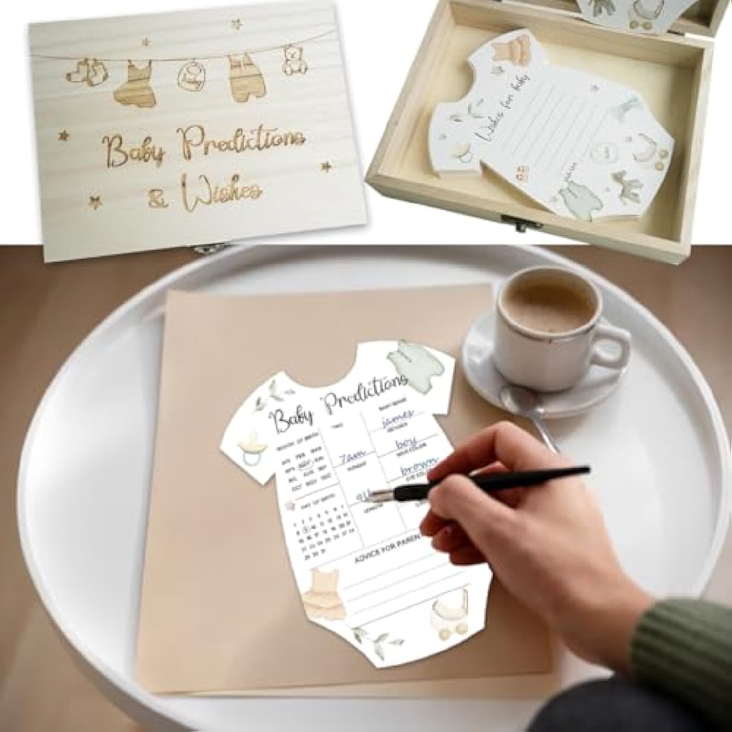 Baby Prediction Cards For Baby Shower Games, Baby Cloth Wish And Advice Cards With Box For Baby Shower Decorations, Gender Reveal Boy Or Girl Decor (Prediction Cards)