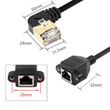 90 Degree Left Angle Cat8 Lan Cable, Rj45 Male To Female Shielded Ethernet Net