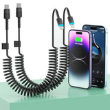 2Pack Carplay Usb-C To Lightning Iphone Usb Coiled Charger Cable For Car,4Ft Apple Short Charging Cord Sync Data Retractable Charger Connector For Iphone14/13/12/11 Se/Xr/Ipad[Mfi Certified]-Black