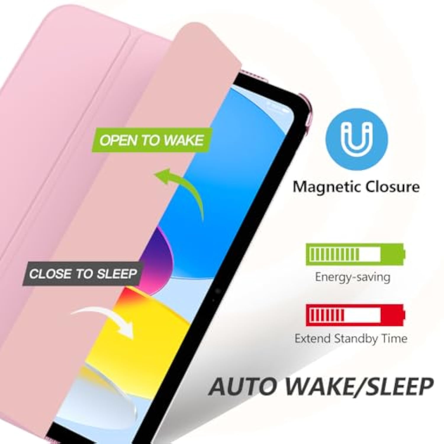 Moko For (A16) 11Th Generation Case 11 Inch 2025, 10Th Generation Case 10.9 Inch 2022, Slim Stand Hard Pc Translucent Back Shell Smart Cover, Support Touch Id, Auto Wake/Sleep, Flowers Pink