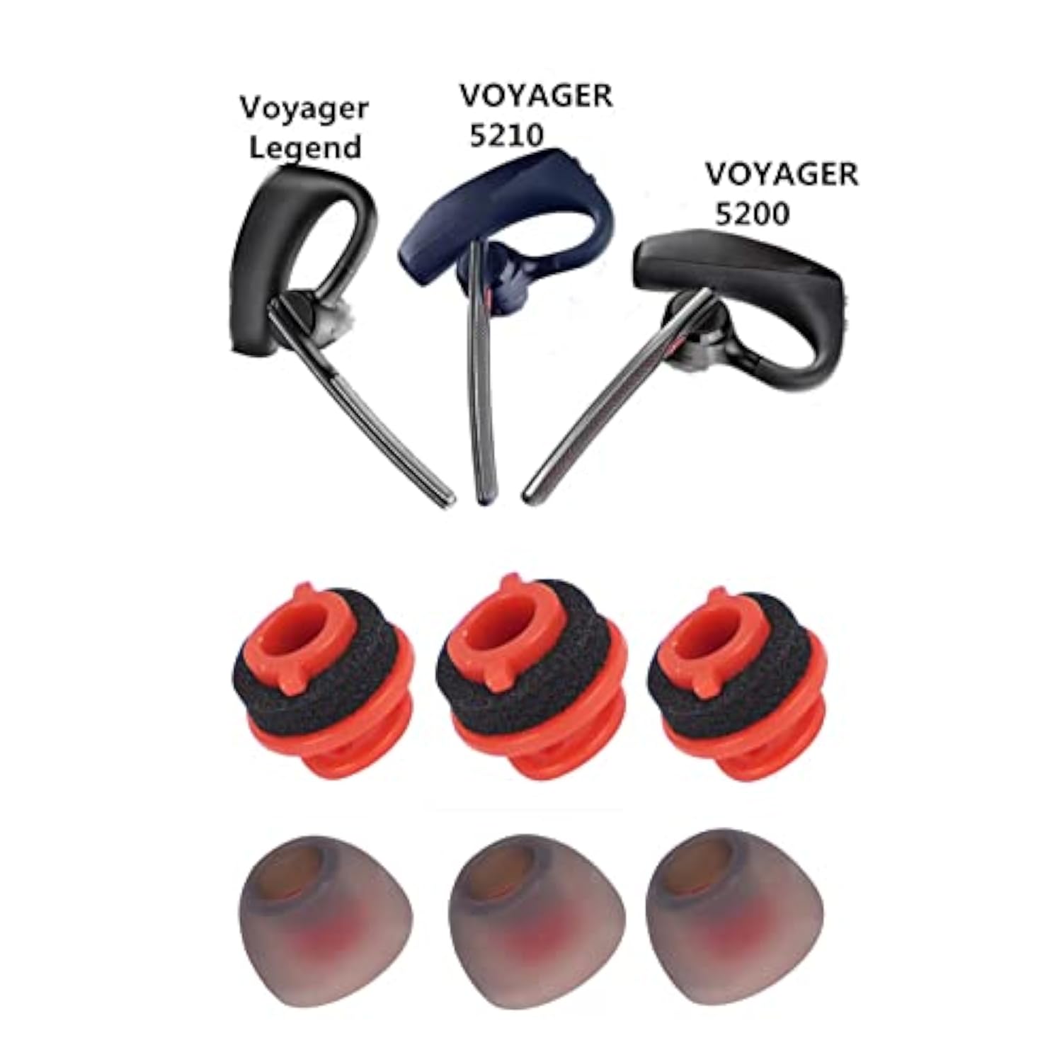 Replacement Silicone Ear Tips For Plantronics Voyager 5200, Set Of 3 Eartips For Poly Voyager 5200 Replacement Eartip Adapter-Medium