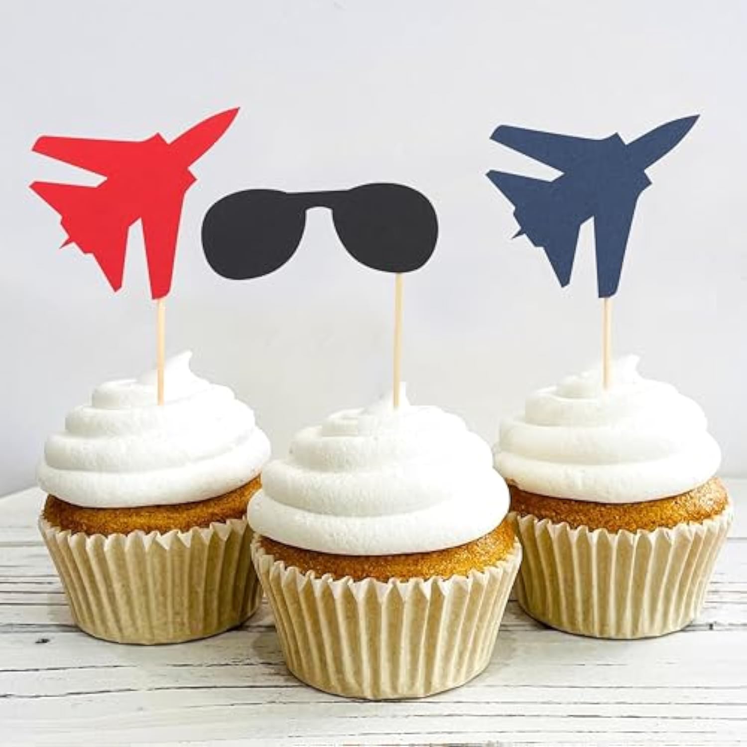 Fighter Party Cupcake Toppers Airplane/Military Theme Decor for Birthdays/Retirement