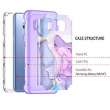 For Galaxy S8 Case,Marble Design Three Layer Heavy Duty Shockproof Hard Plastic Bumper +Soft Silicone Rubber Protective Case For Samsung Galaxy S8,Purple